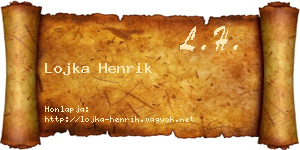 Lojka Henrik névjegykártya